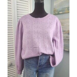 Lavender Pullover Sweater XL Soft Knit Acrylic Nylon Ribbed Hem Cozy Pastel